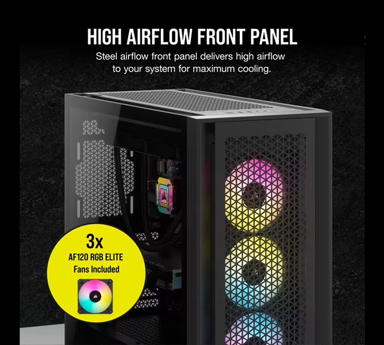 CORSAIR iCUE 5000D RGB Airflow Tempered Glass Mid-Tower Casing - Black